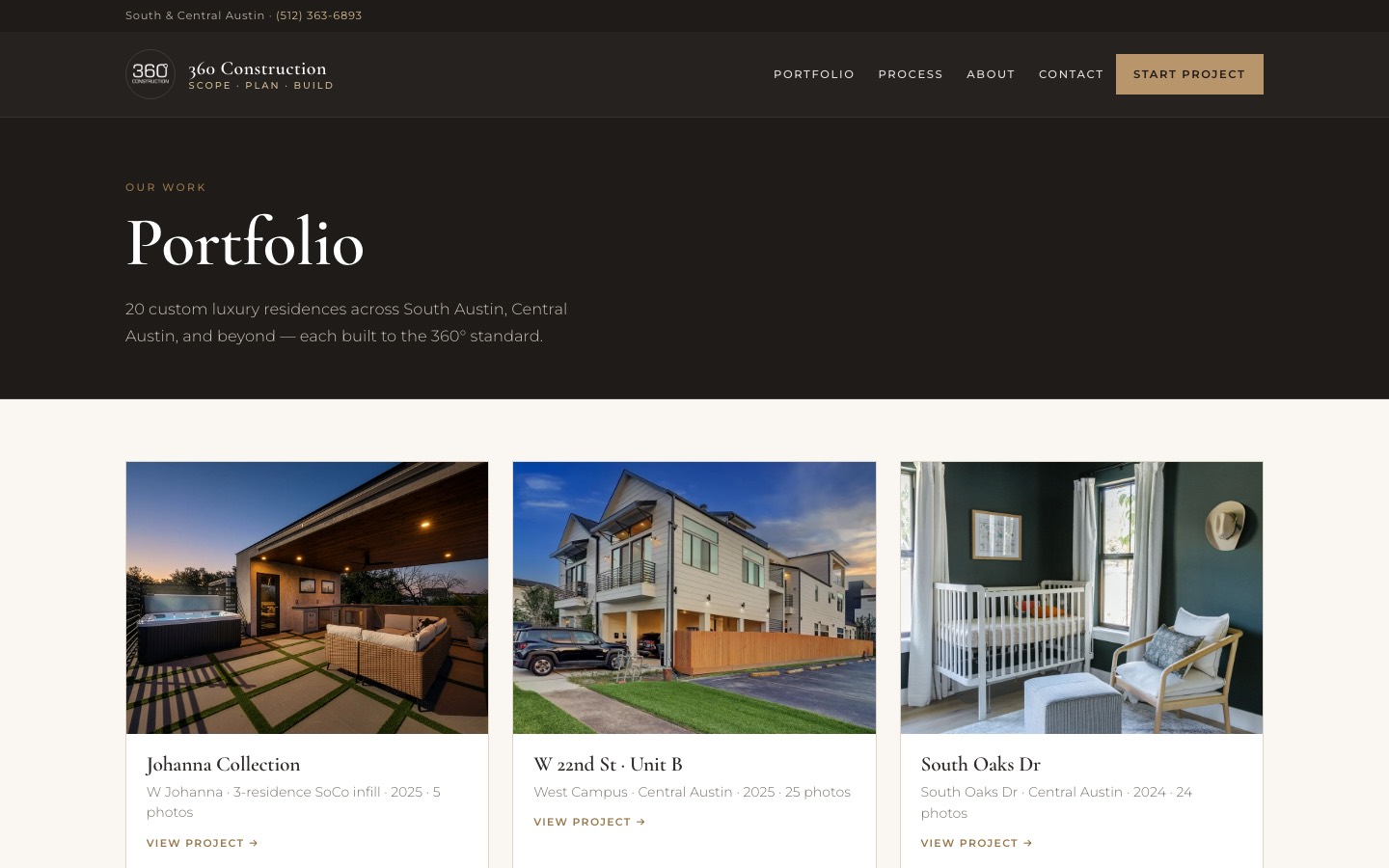 360 Construction ATX portfolio